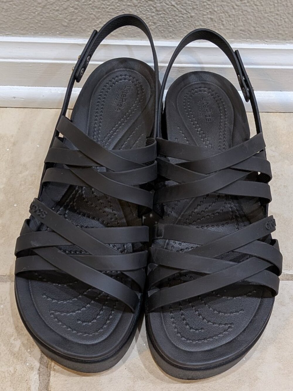 Crocs Brooklyn Woven Buckle Women's Low Strappy Wedge Sandal - Picture 4 of 7